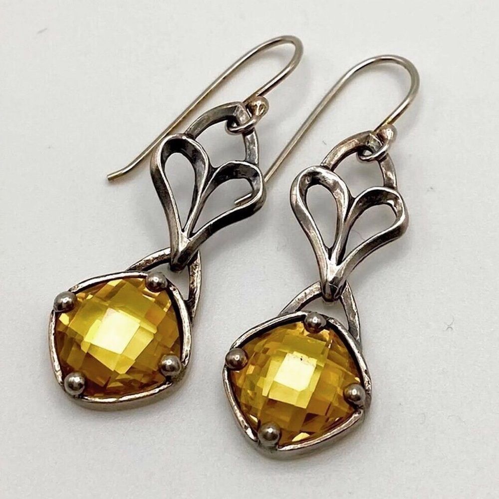 SILPADA Sterling Silver Faceted Citrine Drop Earrings W1221 NIB